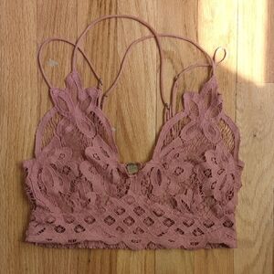 Free People One Crochet 🧶 Lace Bralette in 🩷 Pink Size Small